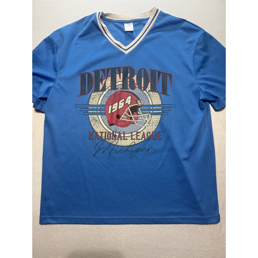 Detroit Football Jersey Mens Large Blue Mesh 1964 National League Graphic Tee